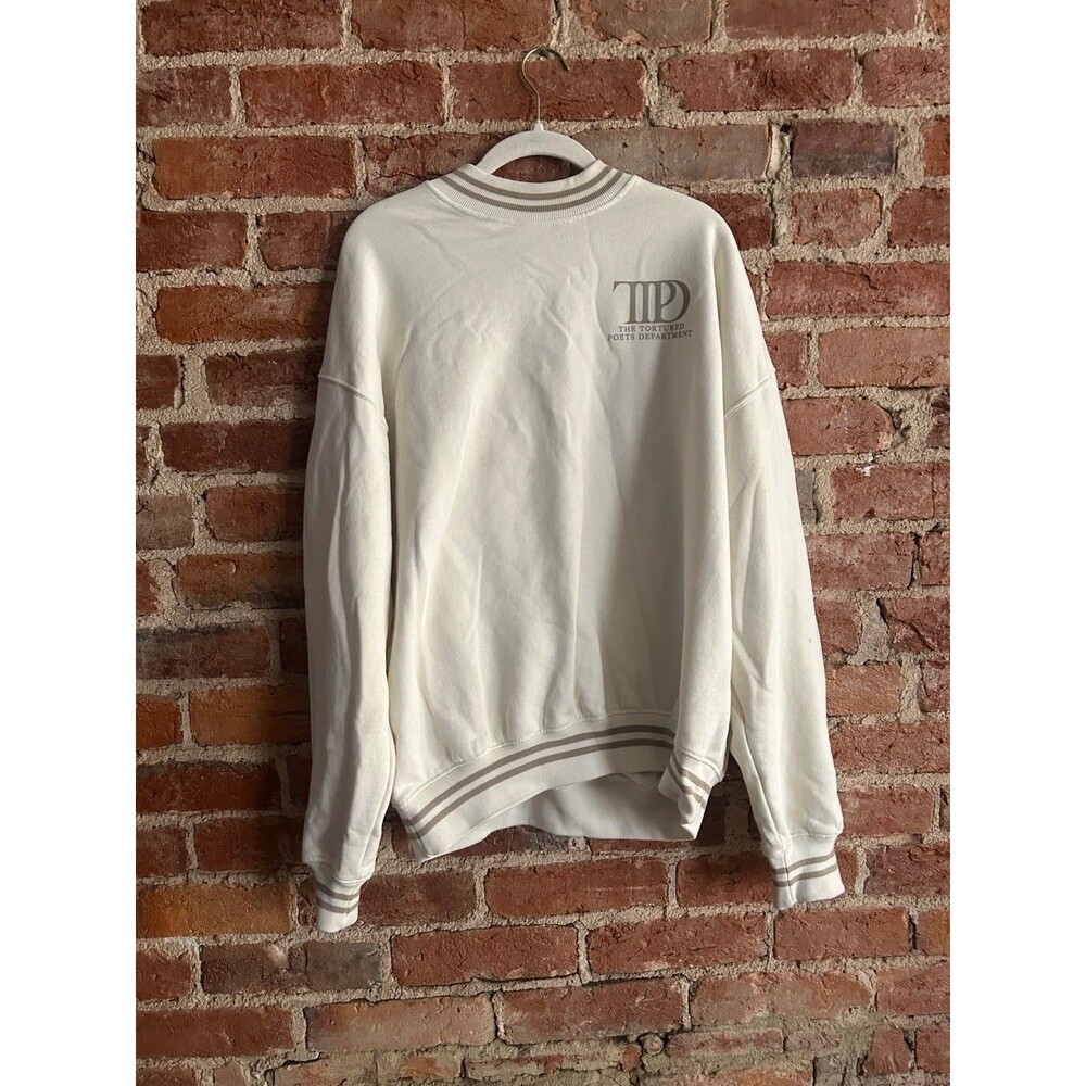 Taylor Swift TTPD Crewneck Fleece White/Beige M, fits like a large